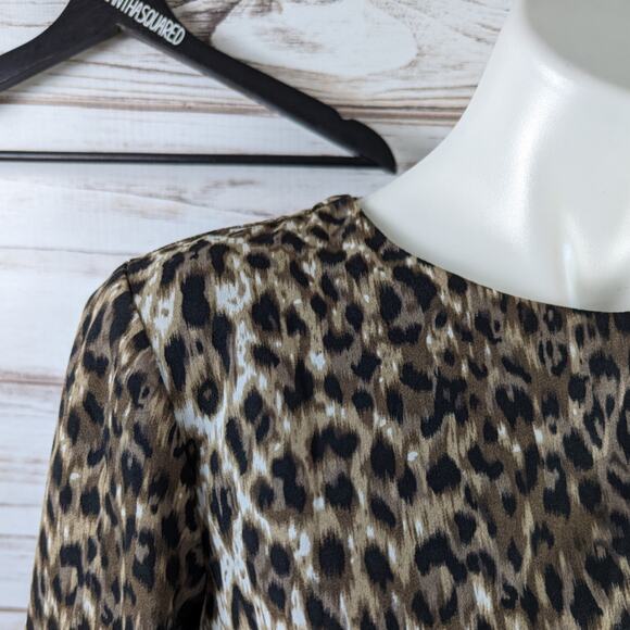 ASOS Leopard Print Half Sleeve Shift Dress sz 6 - Picture 2 of 8
